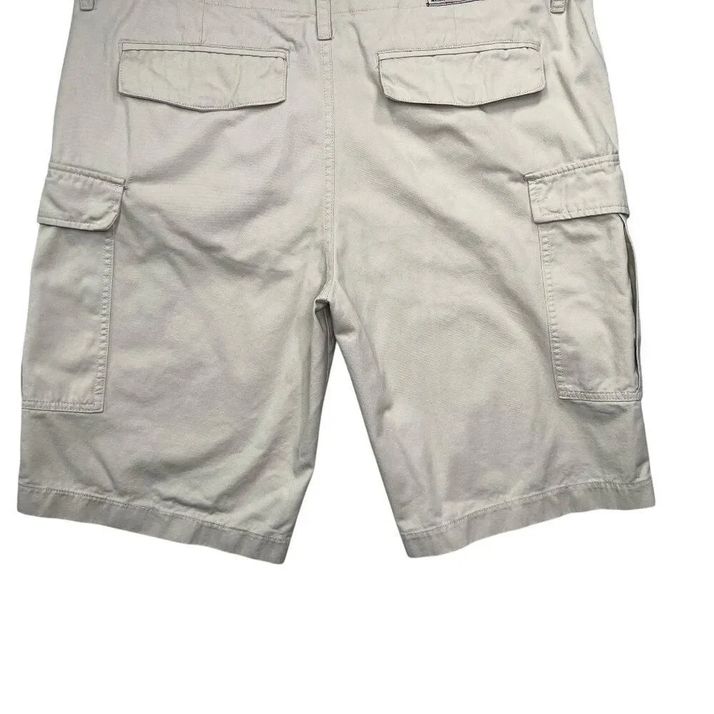True Religion Cargo Shorts Men's Size 36 Cream Casual Classic Summer Cotton‎